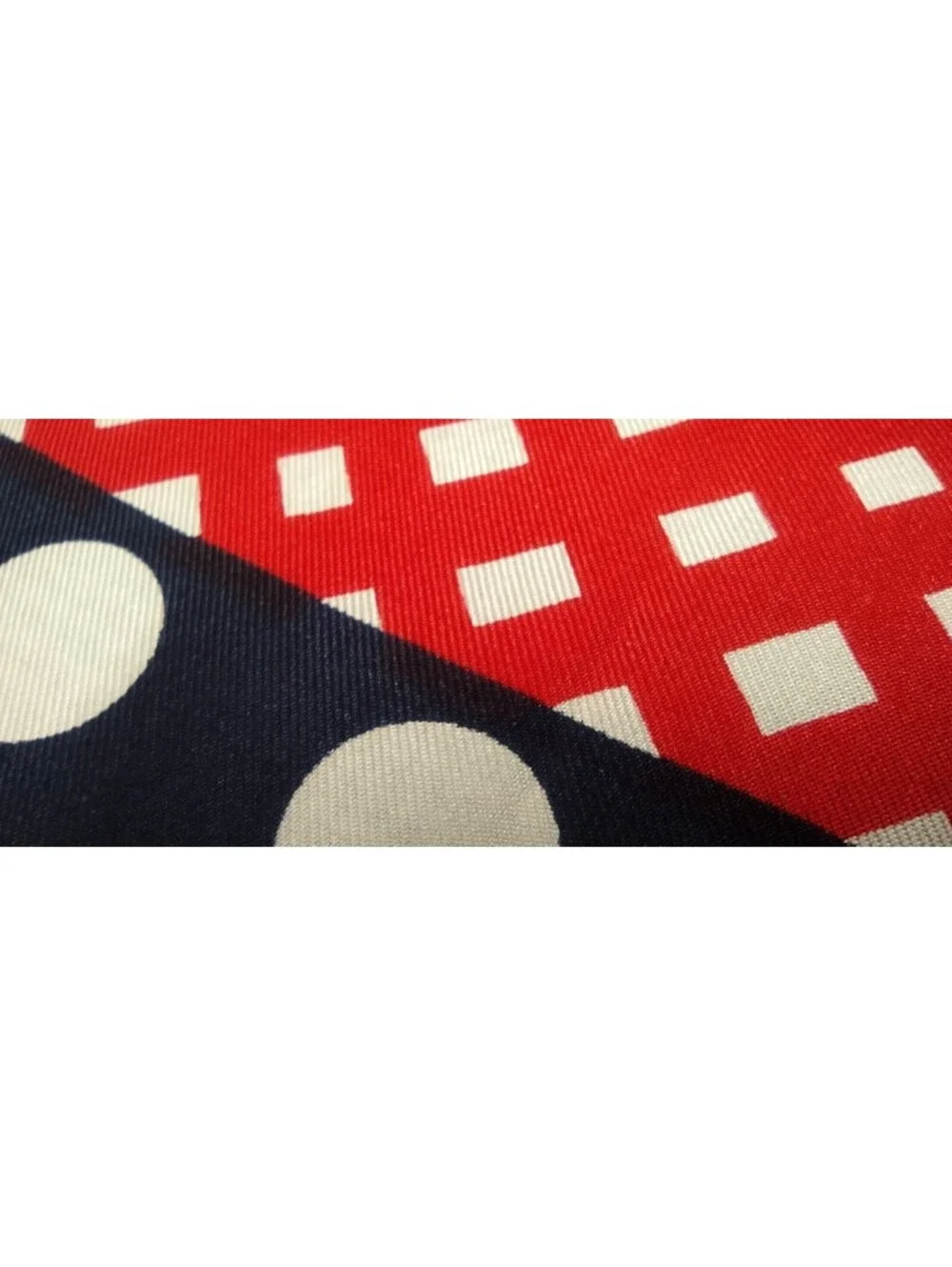 Vinage 1960s White DOTS Echo All Silk Scarf Red Orange White & Blue Polka Dots
